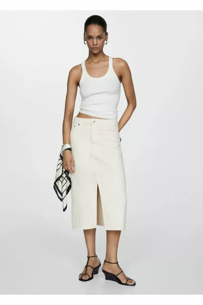 تنورة دنيم متوسطة الطول