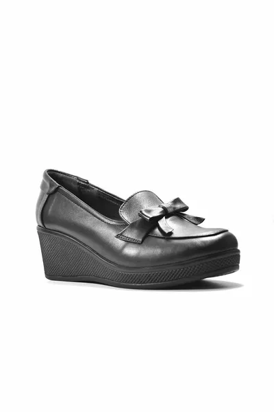 . Cuir véritable Noir Orthopédique Rembourré Talons Femme