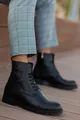 Noir Hommes Bottes Sergent Militaire Bottes d’hiver Chaussures postales Lacets Fermeture éclair Faux cuir