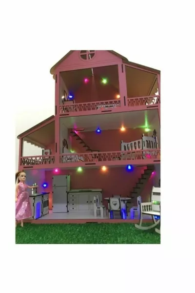 Barbie Wooden Playhouse  With Led Light Gift