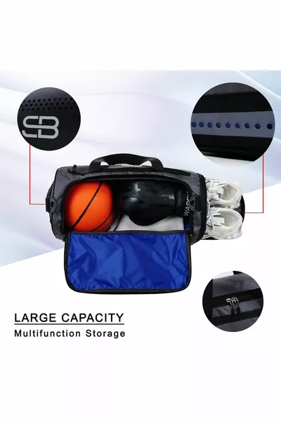 Вентилируемая средняя унисекс серая спортивная сумка для фитнеса и путешествий с глазами для обуви