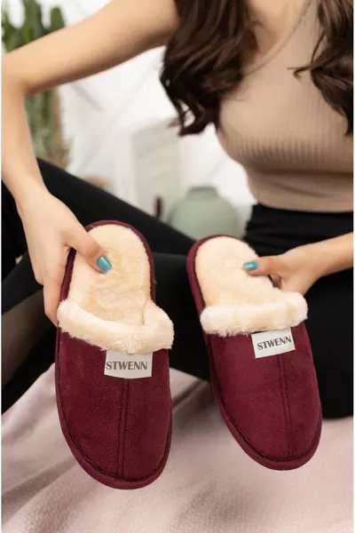 Пухкавите домашни чехли Stwenn за мъже жени не вдигат шум с козина вътре в подметката, която може да се пере