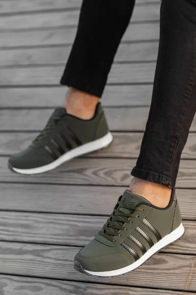 الرجال الكاكي الدانتيل المتابعة عارضة عارضة وحيد تصميم أنيق المشي لمسافات طويلة أحذية رياضية عارضة