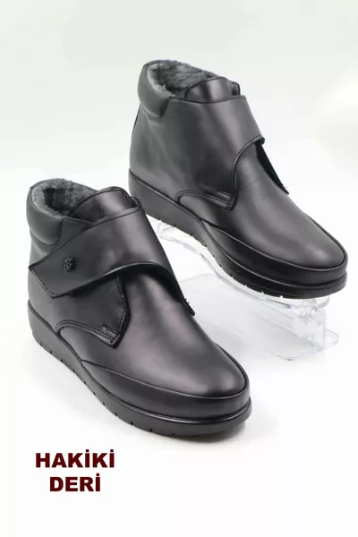  Orthopedic Fur Inside Insole Black Mom Boots Women Velcro Boots Shoes