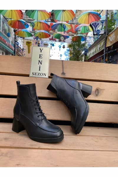 k Bottes de sport à talons à lacets en cuir véritable