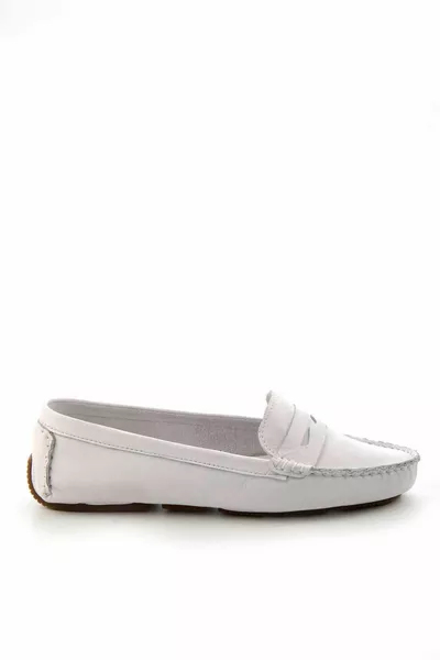 Mocassins en cuir véritable blanc pour femmes 