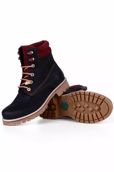  Тъмносини ботуши от естествена кожа *