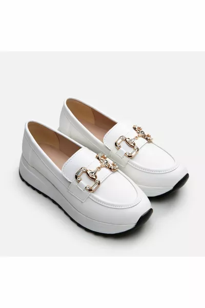 Mocassin Piéton Femme Blanc