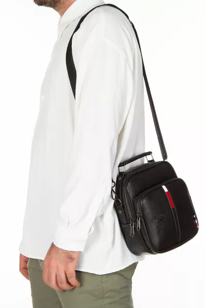 Adelina Black Leather Hand And Shoulder Bag And Card Holder Set With Mechanism 