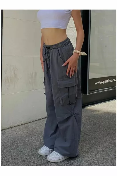 GREY Extreme Loose Mold k Cargo Pocket Elastic Unisex Baggy