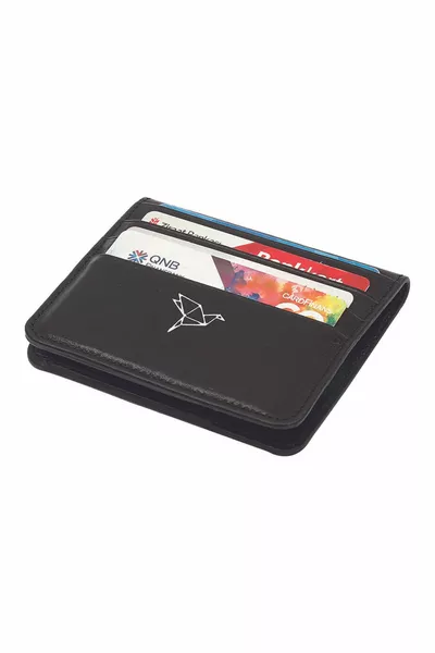 Schwarze Argenta Geldbörse mit Kartenhalter aus echtem Leder