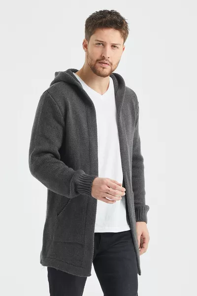 Cardigan en maille à motifs fumés pour homme - S