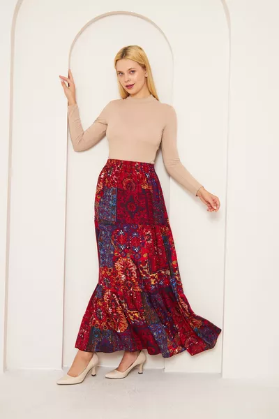 GEVOUWEN patroon Viscose rok, Viscose rok, lange rok, Hijab rok, Casual rok, lange rok