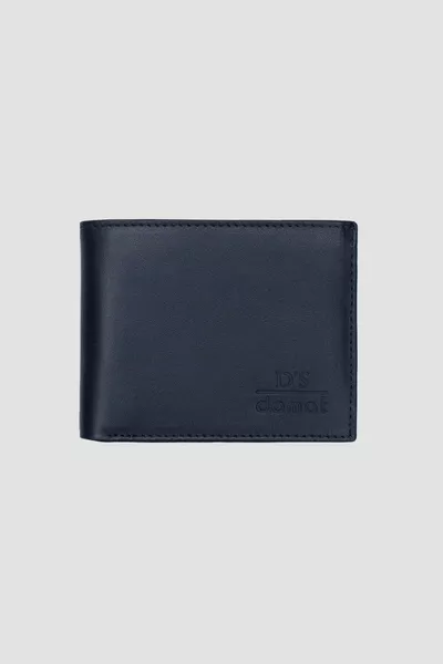 الأزرق الداكن محاصر محفظة جلد طبيعي