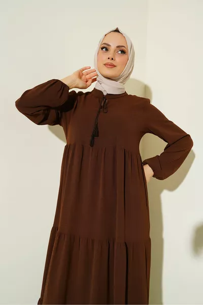  Robe hijab avec col en dentelle - E. Kahve