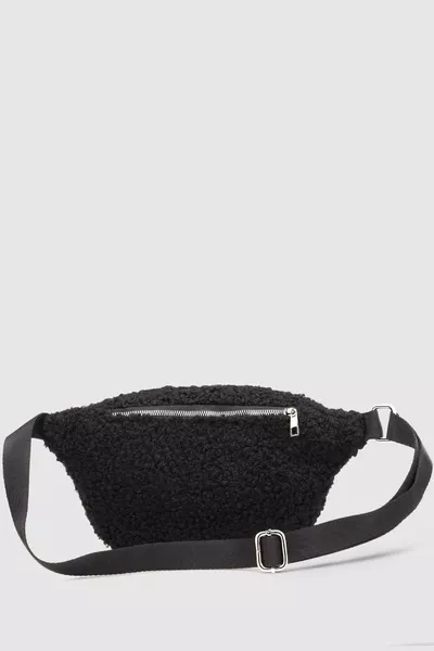 Zwarte geweven heuptas van imitatiebont voor dames 