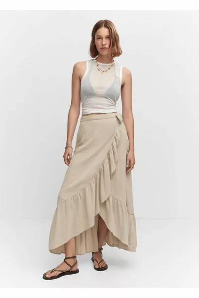 Getextureerde rok met dubbele rij knopen