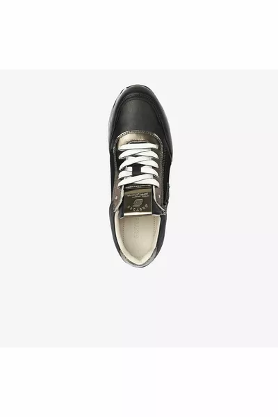 نسائي أسود أحذية رياضية جلد طبيعي 