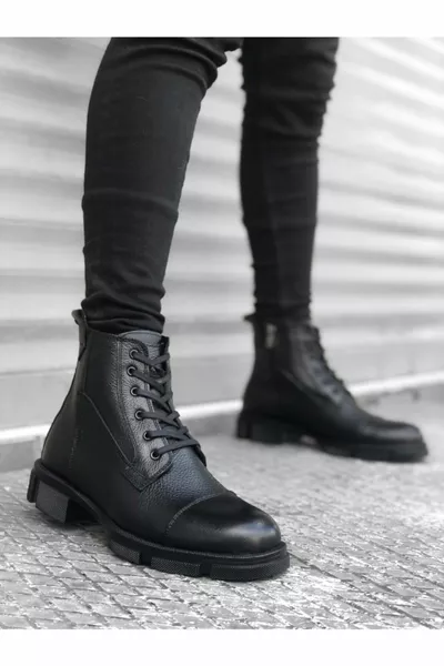 Genuine leather water and cold proof men's leather boots with fur inside