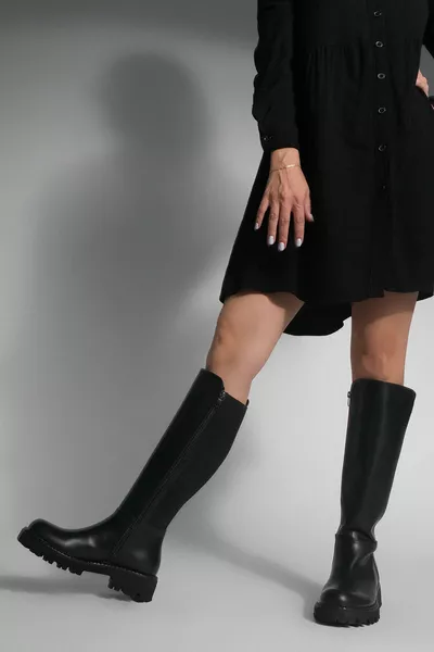 Donna Stivali Casual Elasticizzato Elasticizzato Al ginocchio Verilas Nero