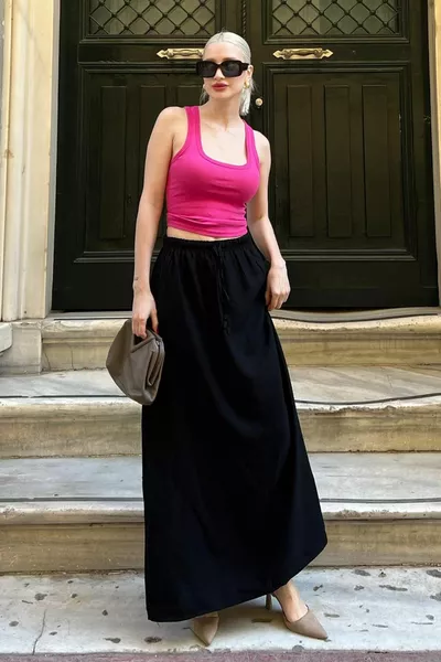 Black Elasticated Women's Skirt 