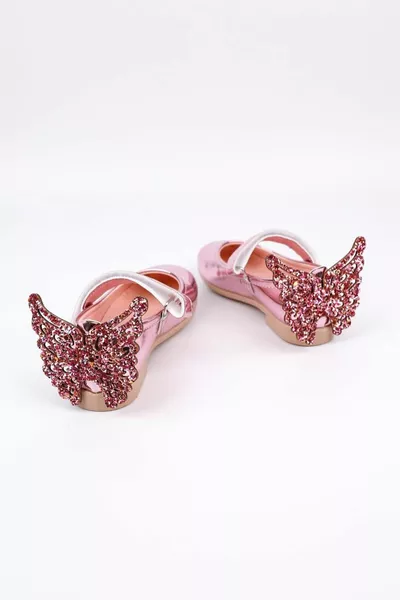 Розови обувки за момичета пеперуда на ток