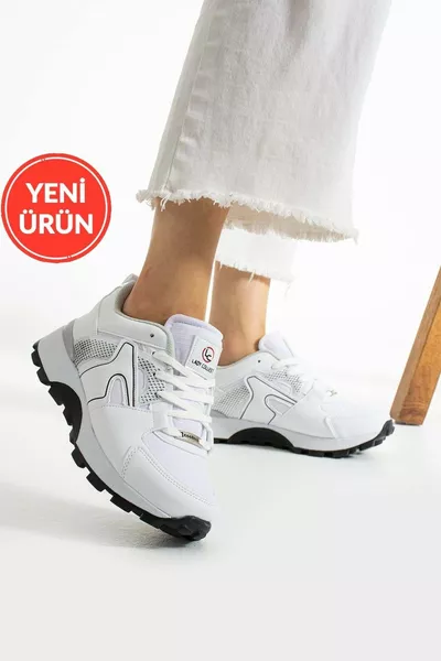 Beyaz-siyah Rahat Taban Su Geçirmez Spor Ayakkabı