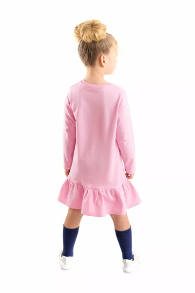 Unicorn Magic Girls Розова рокля с дълъг ръкав с волани