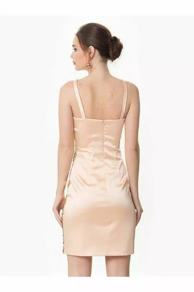 Paillettenkragen Detail Mini Gold Abendkleid Gold 