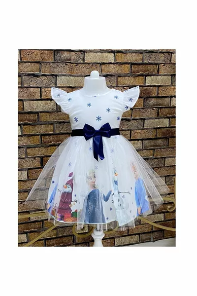 Fille Robe Elsa Reine des Neiges Blanche