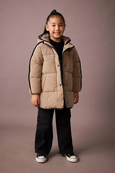 Для девочек водоотталкивающее надувное пальто с капюшоном au