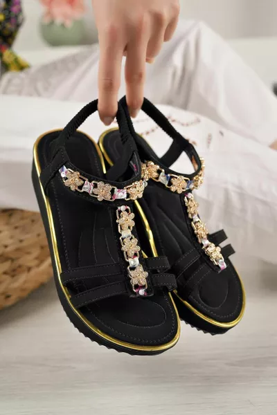  Anatomical Women's Sandals with 6 Black Stones