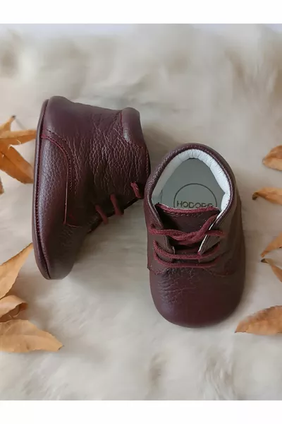 Borgogna Vera Pelle Stivaletti Bambino