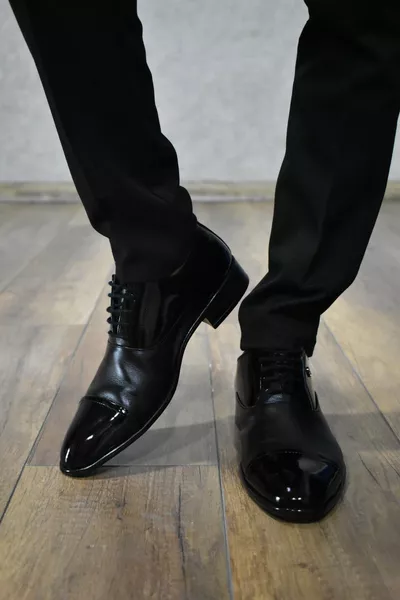 % ръчно изработена ултра ортопедична подметка от естествена кожа Черна класическа обувка