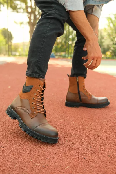 Tan Skin Suede Detail Postlaarzen voor heren 