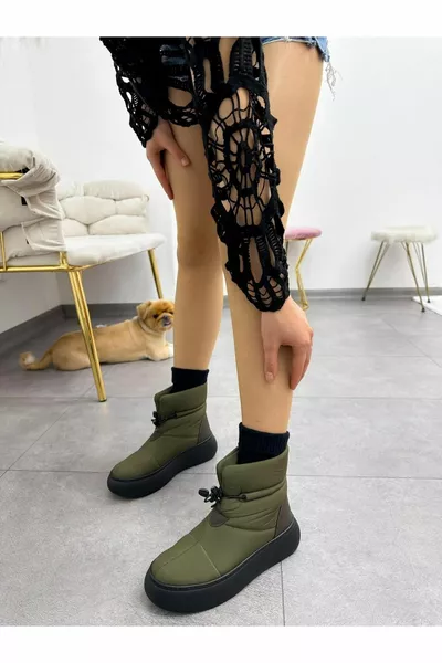 مظلة كاكي (لوفيت) أحذية ثلجية نسائية صوفية مقاومة للماء