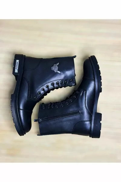 Stivali postali con cerniera stringati da uomo ortopedici in vera pelle