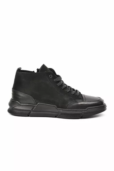  Bottes en cuir véritable nubuck noir pour hommes