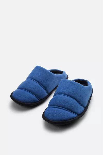 Hommes Bleu % Laine Chaussons d’intérieur 