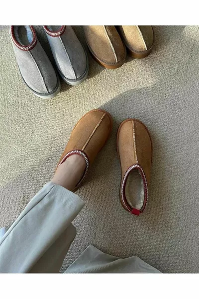 Inverno Donne Pantofole / Scarpe Pelle Scamosciata Interno Pelliccia Suola Spessa Tazz