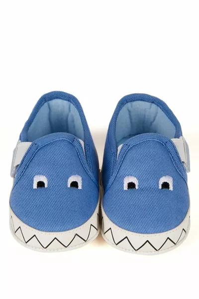 Monstre bleu brodé bébé Velcro bottines Chaussures de premier pas