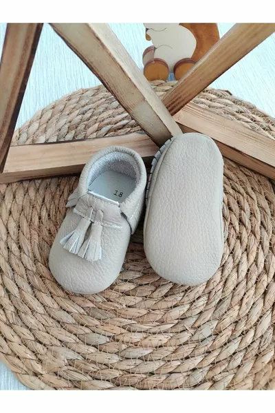 Zoll Modell Beige Farbe Baby Loafers Stiefeletten Babyschuhe