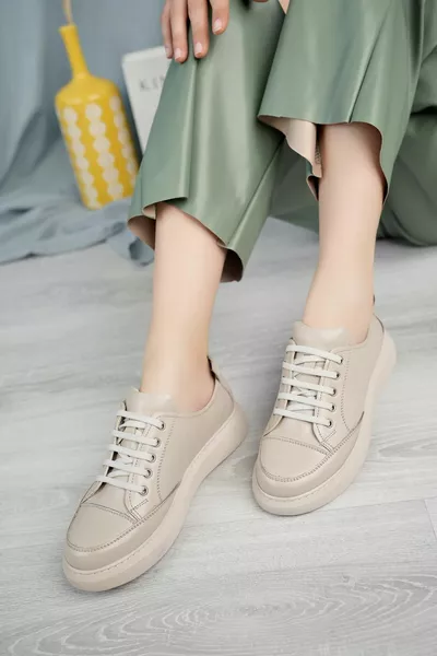 Echtes Leder Damen Casual Sneaker Schuhe 