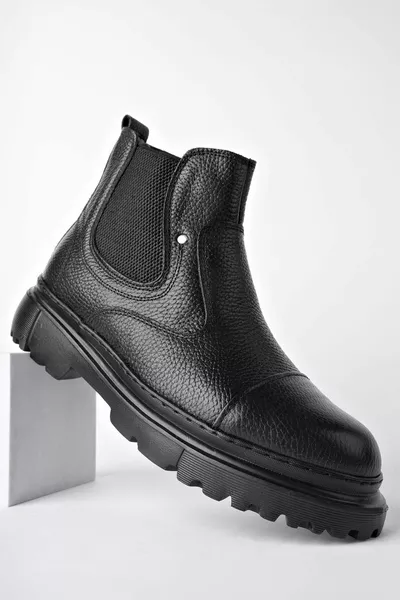 Minjae Garantili Hakiki Deri Fermuarlı Içi Kürklü Eva Taban Erkek Kışlık Chelsea Bot