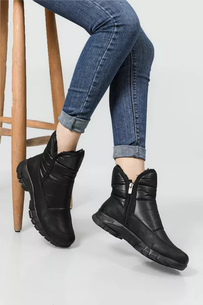 Black Genuine Snow Boots -