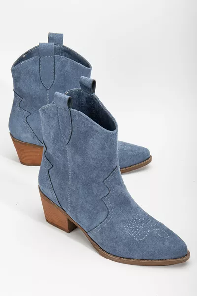 BLUE DENIM DENIM DENIM MATTE SUEDE WESTERN COWBOY BOOTS