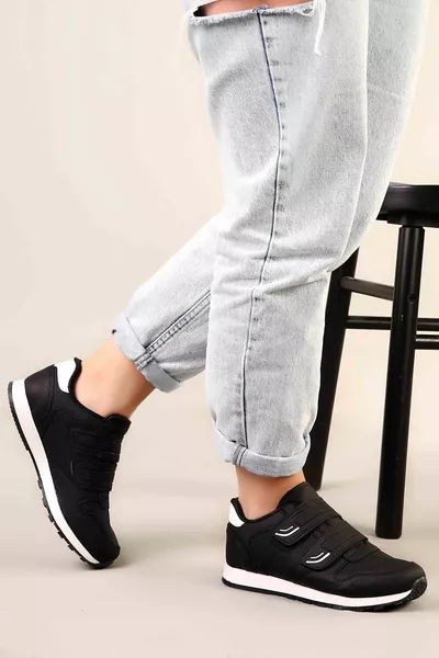 Baskets unisexes noir et blanc couleur double bande