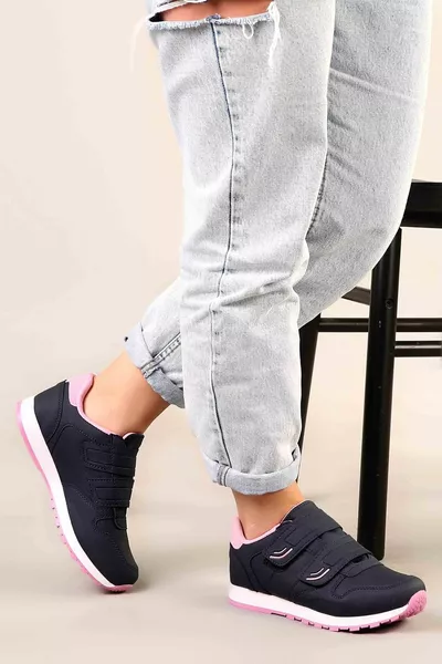 Унисекс тъмносини маратонки с двойна лента