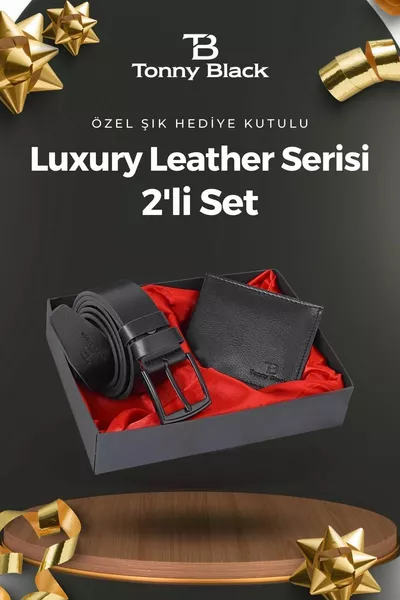 Original Men's Custom Gift Box Set of 2 Luxury Series Groom Gift Stylish Leather Belt Wallet Set