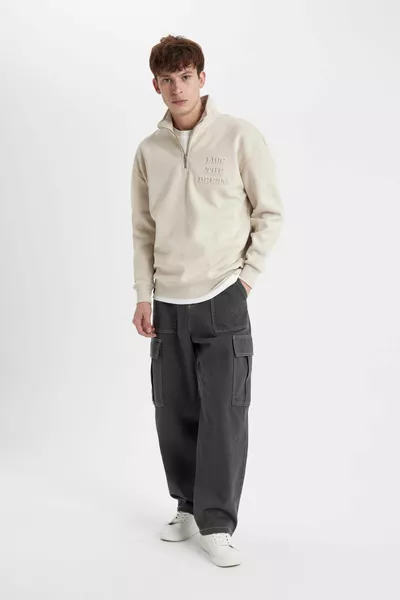 الراحة العادية صالح عارضة صالح الوقوف طوق سستة المطبوعة قميص من النوع الثقيل wn